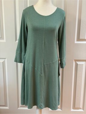 Blue Canoe Organic Teal Fleck Puzzle 3/4 Sleeve Dress